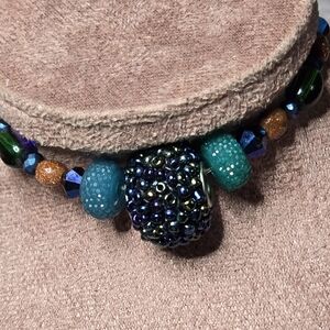 Multicolor Beaded Bracelet with Teal Accent Beads
